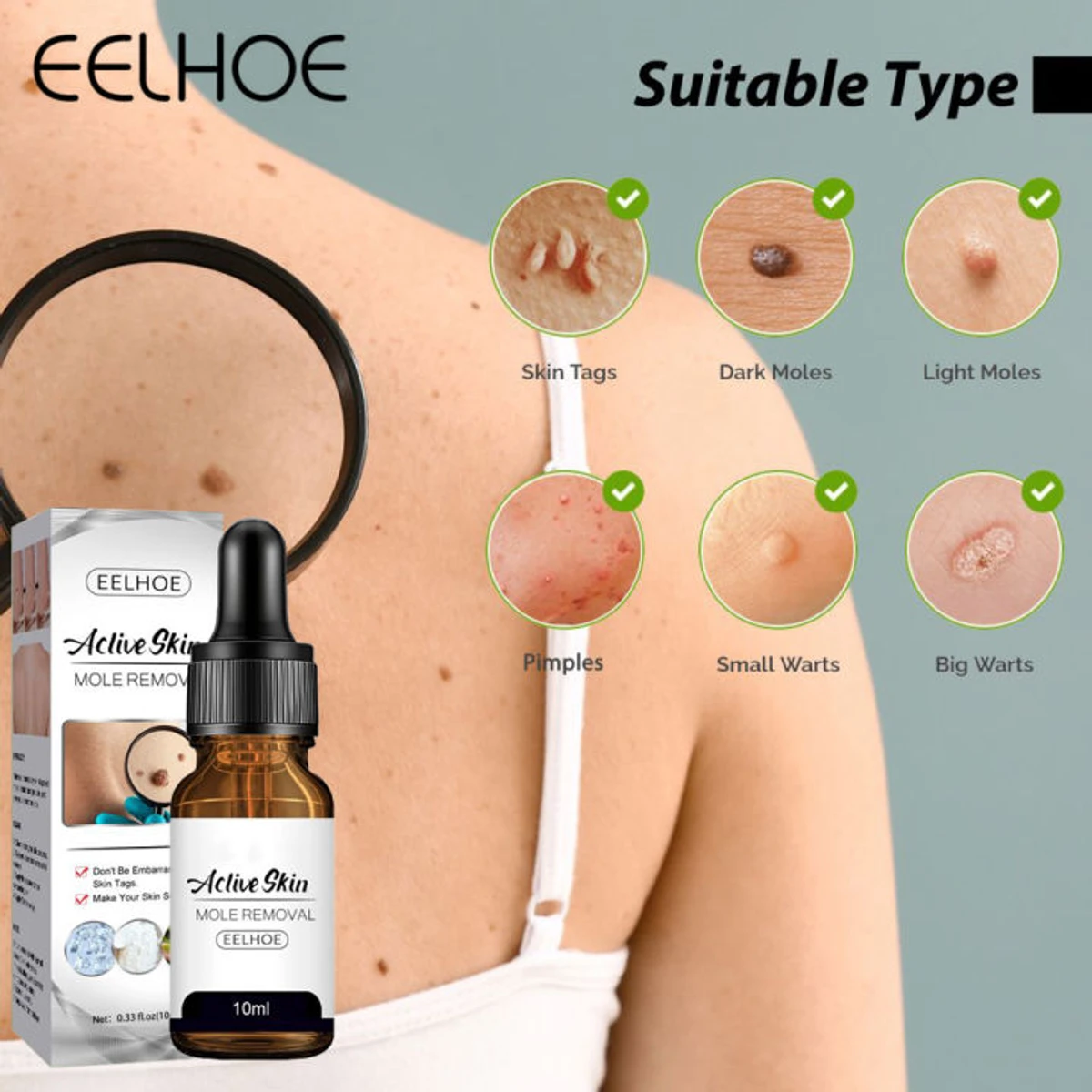 EELHOE Aclive Skin Mole Removal Oil 10 ML